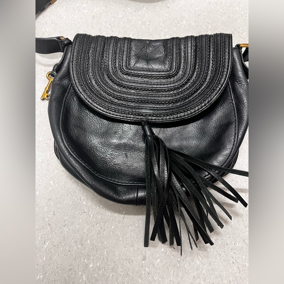 Fossil Handbags - Fossil Leather tassel saddle crossbody small purse